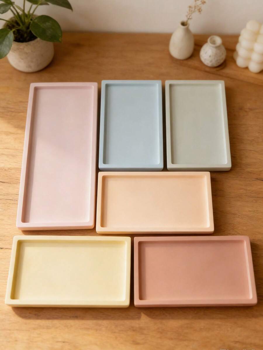 1个多形状硅胶模具托盘,易于脱模,适用于水泥/树脂/DIY工艺品,可用于复活节/母亲节/混凝土复活节/家居装饰 - 白色 - 查看 1