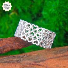 1pc S925 sterling silver luxury hollow men's wide ring, classic love hollow design, suitable for banquets, parties, official occasions, anniversary gifts, suitable for teenagers. - Plateado - Ver 5