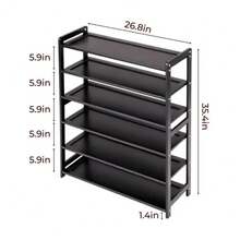 6-Layer Flat Bamboo Shoe Rack, 68*25*89cm, Black - màu đen - Xem 5