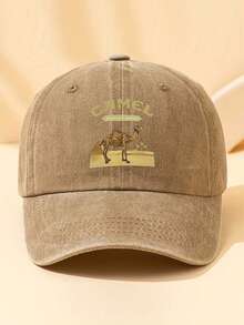 1pc Unisex Casual Baseball Cap, Vintage Washed Solid Color & Printed, Suitable For Daily Wear And Sports Matching