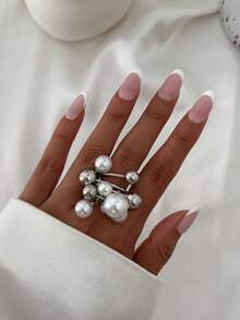 1pc Vintage Creative Fashion Metal Asymmetrical Abstract Open Ring, CCB Water Drop Pendant Tassel Knuckle Ring, Suitable For Women Daily Wear, Holiday Gifts, Party And Banquet Decoration - Irregular Teardrop Ring - View 6