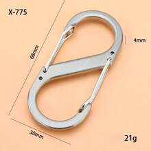 1/4pcs Stainless Steel S Type Carabiner With Lock Mini Keychain Hook Anti-Theft Outdoor Camping Backpack Buckle Key-Lock Tool