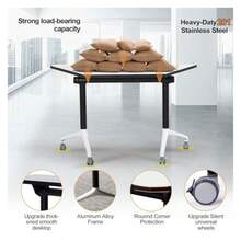 Outdoor TableMesa plegable para sala de conferencias mesa de entrenamiento móvil mesa de conferencias trapezoidal combinable computadora de computadora marco de metal con ruedas modestia y - Sin color - Ver 5