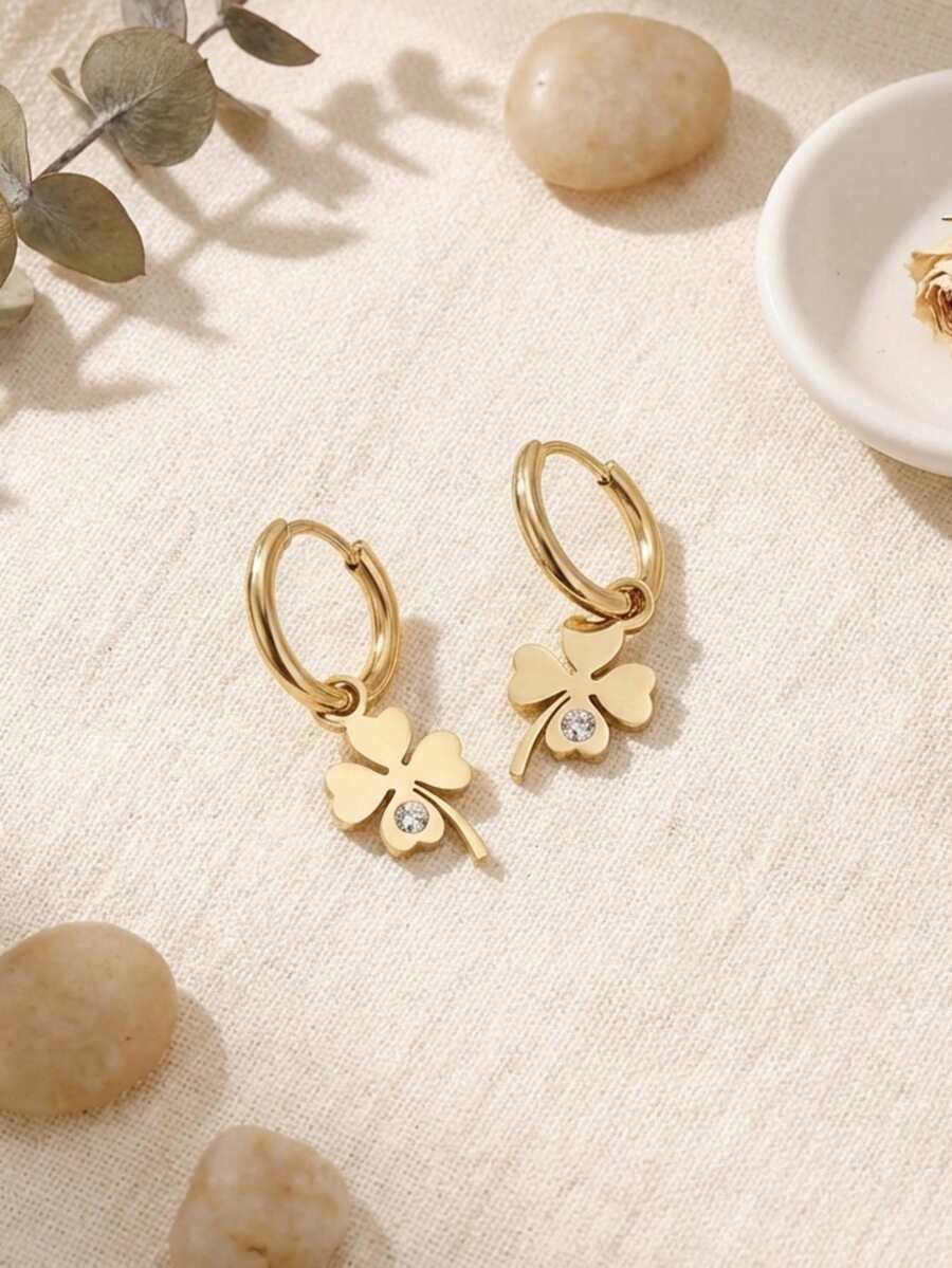 1 Paar klassische Mode Kleeblatt Anhänger Ohrringe, geeignet für Mädchen, Straße, Urlaub, Weihnachtsschmuck Geschenk, Alltagstragen