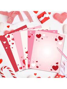 30/60张情人节粉色爱心A4信封纸 - 这款情人节文具套装尺寸为8.5 x 11英寸（约21.9 x 27.9厘米）。套装包含6种不同款式的爱心信封，以及粉色和红色信纸。适用于婚礼请柬、周年纪念贺卡、日期提醒、婴儿派对贺卡、母亲节贺卡、父亲节贺卡，以及向家人和朋友送上甜蜜祝福。