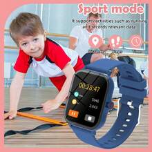儿童智能手表，无线拨号/通话，来电提醒和拒接，多种运动模式，自定义壁纸，闹钟提醒，消息通知，音乐播放控制，适合青少年，兼容安卓和iOS系统 - 彩色 - 查看 5