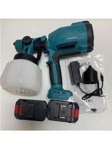 可充电锂电池无线HVLP喷漆枪，适用于室内外使用，大容量喷漆枪，适用于房屋油漆和着色，可用于栅栏、家具、橱柜、墙壁等。（包含两块电池） - 彩色 - 查看 9