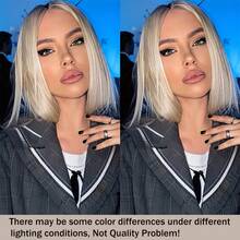 沙龙级染发假发，天鹅绒灰金色短款波波头，100%真人发，180%密度，13x4升级裸色蕾丝前额假发，适合白人女性，可自由分缝/中分/侧分，10英寸/12英寸，2026新款流行假发 - 彩色 - 查看 6