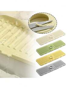 Silicone Sink Splash Guard, Featuring Slanted Water Diversion Design, Large Anti-Slip Faucet Base Protector Pad, Easy-To-Clean Drip Tray, Suitable For Kitchen Sink, Bathroom Vanity, Laundry Room, RV And More, Practical Home Essential And Bathroom Decor Accessory. - Multicolor - View 2