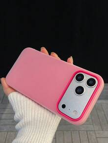 2-In-1 Fuchsia PC & Sandblasted Clear Phone Case - Pastel Matte Silicone Minimalist Contrast Trim Shockproof Cover, Compatible With IPhone 17 Pro, 13, 15, 16, 14, 16e - Hot Pink - View 8