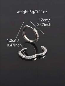 1 Pair Fashion Personalized Full Rhinestone Encrusted Men's Earring Clip, Jewelry Accessory For Holidays And Gatherings - Silver - View 11
