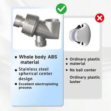 Adjustable Shower Arm Bracket With Rotating Ball Shower Head Adapter, G1/2 Interface - Grey - View 6