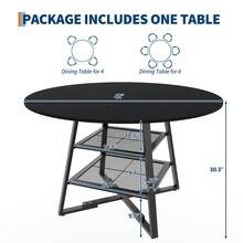 Juego de Mesa Redonda para Comedor de 4 a 6 Personas, Mesa de Comedor Circular con Base de Metal, Mesa Redonda de Madera de, mesas de Cocina de Madera con Estante de - Negro - 42 pulgadas - Ver 2