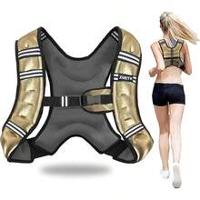 Chaleco con peso 6 libras 8 libras 16 libras 16 libras con rayas reflectantes chaleco con peso para hombres y mujeres equipo de entrenamiento para entrenamiento de fuerza correr trotar - Oro - Ver 1