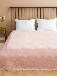 100% Cotton Double Bed Blanket & Bedspread - 200x220 Cm, Soft And Comfortable, Made In Turkey - Pink - View 1