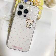 Korea Ins Full Polka Dots R-Rilakkuma Phone Case For  17AIR 17 16 15 14 13 12 11 Pro Max 7 8 Plus Mini Y2K Sweet Cover.Christmas Accessories. 16 Case 16 Pro Max Case 14 Cases Silicone Phone Case Phone Case - A - 查看 2