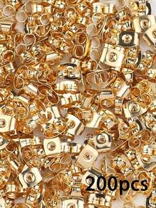 One Box Of 400pcs 6mm Ear Plugs And Earring Components Butterfly Clasp Metal Ear Hooks - For DIY Handmade Earrings, Earring Hooks And Plugs Accessory Materials.Craft Supplies For Adults,Crafts,Charms,Beads,Craft Kit,Christmas Decorations.Keychain Accessories,Ideal As A Small Gift For Family And Friends,Valentine's Day, Eid Al-Fitr Jewellery Gifts