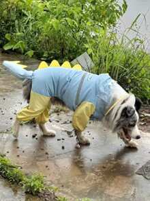 3D Dinosaur & Dog Raincoat, Fully Waterproof, Covers Whole Body Including Legs And Tail, Transparent Visor, Reflective Stripes And D-Ring Leash Hole, Suitable For Spring/Summer/Fall/Winter, Green/Blue Color, Fits Small To Medium Dogs (Chihuahua, Toy Poodle, Maltese) - Multicolor - View 16