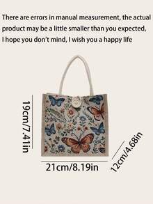 Minimalist Fashion Linen Tote Bag, Large Capacity Handbag, Portable Casual Storage Bag, Multifunctional Shopping Bag, Annual Meeting Gift Bag, Support DIY Design, Date, Birthday, Bridesmaid Wedding Gift Bag, Student Teacher Back To School Special Bag, Suitable For Women, Mother's Day Gift - Multicolor - View 2