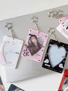 1pc Heart Hollow Hanging Card Holder 3 Inch, Idol Fan Card Display Case, Student Instant Camera Card Pouch - Multicolor - View 9