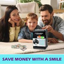 Large Capacity Piggy Bank ATM Money Box Machine Digital Money Saving Bank With Password Lock Automatic Paper Currency And Coin Storage Box - Black - View 7