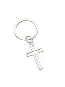 1个经典基础款十字架钥匙扣，男士朋克风配饰，汽车挂件，圣诞礼物，包包挂饰，创意礼物，送给老师、朋友、姐妹 - 銀色 - 查看 5