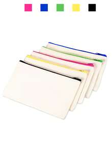 50/20/10/5件套空白帆布铅笔盒，配彩色拉链，DIY工艺绘画空白升华化妆包，洗漱用品收纳袋，学生文具袋，学校用品拉链袋，创意礼品袋，适合生日、节日、母亲节、情人节、开斋节等场合，轻便旅行收纳袋，个人物品收纳袋 - 米色 - 查看 17