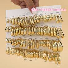 10对-40对装，塑料材质，欧美最新时尚款式，镀金C形耳环，女士畅销耳环 - 金黃色 - 查看 2