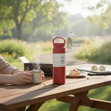 Termo de acero inoxidable con tapa hermética y aislamiento al vacío – Botella térmica reutilizable para café, té o agua, ideal para mantener la temperatura en oficina, gimnasio y viajes 2KOK - BLANCO - Ver 10