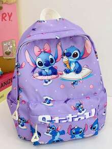 "Lilo & Stitch" Women's & Teens' Backpack - Fashionable Floral & Ice Cream Pattern Backpack - Large Capacity Travel/Daily Use Backpack With Multiple Pockets - Stylish Student Backpack With Adjustable Straps - Official Licensed Merchandise - Multicolor - View 10