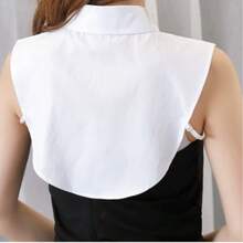 Detachable Shirt Collar For Women, Fake Collar Dickey With Buttons, Layered Look Accessory - Black - View 6