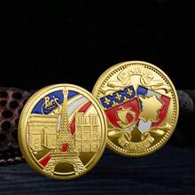 1/2/5Pcs The Eiffel Tower Cathedral In Paris France Golden Plated Commemorative Coin Collection Gifts - Gold - View 2
