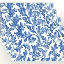 4pcs William Morris Acanthus Blue Pattern Placemats Fashion Printed Pattern Table Mats Suitable For Dining Tables Kitchens Parties Indoor Festivals Dinner Parties And Home Decoration 12X 18inch CP2356 - 彩色 - 查看 2