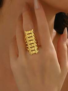 1pc European & American Geometric Open Ring, Hollow Wedding Jewelry