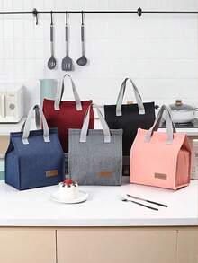 1个可重复使用的保温午餐手提袋，户外野餐保冷袋，保温午餐盒袋，适合儿童和成人携带水果、饮料和食物上班上学，简易学生收纳袋，教师收纳袋，教室包，午餐袋 - 彩色 - 查看 2