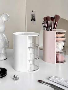 360° Rotating Makeup Brush Organizer - Dustproof & Waterproof With Clear Lid, Polished Finish For Easy Access, Perfect Cosmetic Storage Solution - Multicolor - View 9