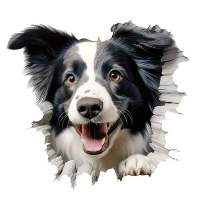 1个/2个/3个可爱边境牧羊犬逃脱图案贴片，耐用热转印贴纸，适用于DIY T恤、卫衣、牛仔裤、连帽衫、背包、夹克、手提包、枕头