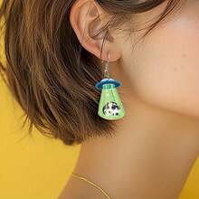 UFO Cat Earrings Female Charming Charm Cartoon Fun Funny Cute Earrings Gift Acrylic Party - 88 - 查看 4