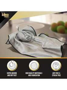 EstiloIdea Home - Paño de limpieza de microfibra de alta calidad, ultra absorbente, sin rayas y pelusas, gran toalla de secado de vidrio pulido de 40.64 x 60.96 cm (paquete de 2)Versión mejorada - 1 paquete - Ver 2