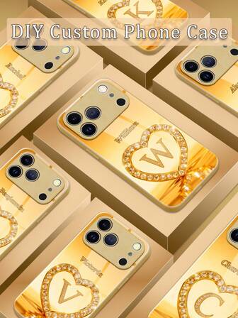 1 Stück personalisierter Herz & Buchstaben Name, kreatives Muster aus gehärtetem Glas + TPU Soft Edge Handyhülle für Samsung S24 Ultra/S25 Ultra und Apple 17 Pro Max/16 Pro Max/15 Pro/14 Plus/13 Pro/12 Pro Max/11/Xs Max/8/7/6 Plus, geeignet als Geburtstagsgeschenk, für Freundin/Freund oder für den Eigengebrauch