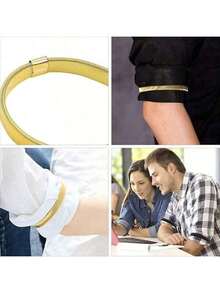 1 cái/2 cái/4 cái Dây đeo tay co giãn bằng kim loại, chống trượt, dùng để giữ tay áo, trang trí quần áo, unisex - Vàng/Bạc/Đen - Nhiều màu - Xem 3