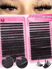 640/608/544 unidades de cílios postiços individuais, curvatura D, 10-16 mm, para maquiagem DIY (10D+20D+30D+40D/50D+60D+80D+100D+120D+150D), à prova d'água, super espessos, acompanha cola e pinça, efeito volumoso 3D, estilo russo, ideais para maquiagem elaborada e para o dia a dia. - Multicolorido - Ver 20