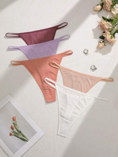 5pcs/Pack Plus Size Women's Comfortable Knit Briefs