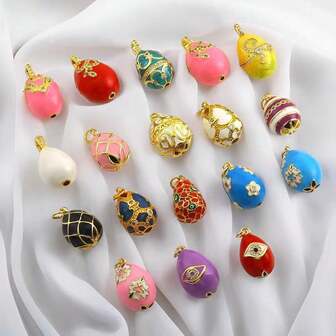 1 pieza Colgante de huevo de Pascua de cobre de moda, DIY para pulsera, collar, mochila, cadena de teléfono, accesorio de joyería