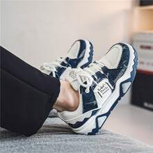 New Canvas Shoes Women Casual Shoes Low-Top Breathable Casual Sneakers Versatile Thick Sole Sneakers - White and Dark Blue - View 3