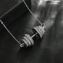 1 chiếc vòng cổ hình quả tạ đính đá toàn bộ, thiết kế độc đáo, phụ kiện thời trang độc đáo cho đeo hàng ngày. - vòng cổ - Xem 6