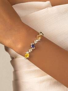 Multilayer Rhinestone Clasp Bracelet For Women, Luxury Unique Design Versatile Bracelet