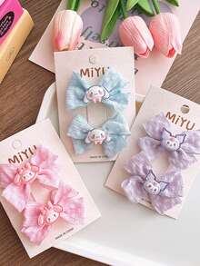 Sanrio 2pcs Hello Kitty, Kuromi, My Melody, Cinnamoroll Hair Clips, Cute Kawaii Girls Hair Accessories, Fashion Hair Clips, Suitable For Party And Daily Use - Multicolor - View 5
