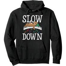Slow Down Funny Women Lazy Sleepg Sloth Music Love Pullover Hoodie - Multicolor - View 1