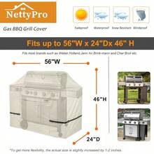 NettyPro - Cubierta para parrilla de gas de 132 cm impermeable 600D resistente al agua para barbacoas  Char-Broil Brinkmann Nexgrill y más color beige - Beis - Ver 5